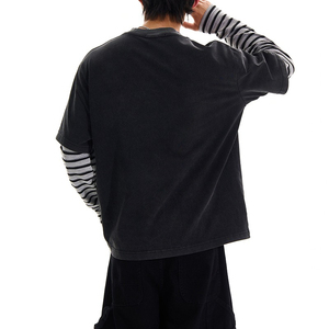 Camiseta de Manga Larga al por Mayor con Logotipo Personalizado, Doble Capa de Algodón, Alto Gramaje, Ecológica, de Secado Rápido, Diseño Urbano - Product Image 3