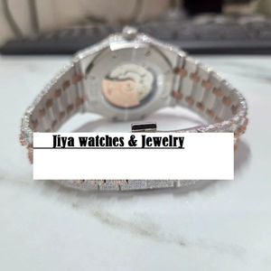 Montre analogique automatique de luxe en acier inoxydable 41 mm avec mouvement Miyota, date automatique, style hip-hop, sertie de diamants Moissanite VVS - Product Image 3