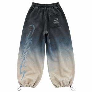 Men's Acid Wash Straight Mid Rise <b>Elastic</b> <b>Waist</b> Drawstring Casual Streetwear Breathable Quick Dry Knitted Heavyweight <b>Trousers</b> - Product Image 2