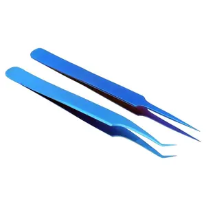 Best Supplier Pissco For Titanium Blue Eyelash Extension Tweezers With Best Grip With Customized Packing Japanese Material