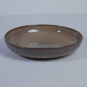 Tazón de Cerámica Color Caqui Mate, Plato Redondo Esmaltado para Servir, Plato de Porcelana con Borde Repujado para Hogar, Restaurante, Hotel - Product Image 2