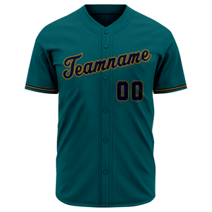 Camiseta de Béisbol Color Verde Azulado Oscuro, Manga Corta, con Botones, Uniforme de Equipo Personalizado, Transpirable, Deportiva - Product Image 2
