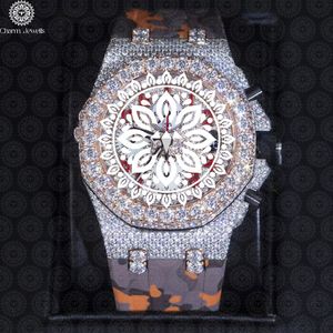 Charm Jewells Montre de luxe pour homme en acier inoxydable, boîtier de 40 mm, accent diamant, cristal saphir, mouvement mécanique analogique, date automatique - Product Image 4