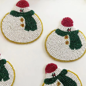 Pure Handmade Embroidered Seed <b>Beads</b> <b>Coaster</b> with Silk Embroidery Customizable Design & Color Home Decor for Tea/Coffee/Wine - Product Image 1