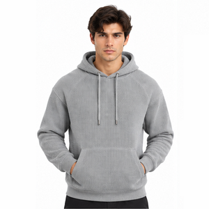 Mens Waffle Knit Hoodie Pullover <b>Long</b> Sleeve Thermal Casual Outdoor Winter Streetwear Custom Hooded <b>Sweatshirt</b> Wholesale Hoodie - Product Image 5