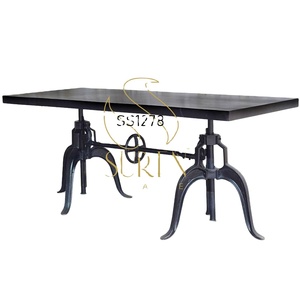 โต๊ะเหล็กทำมือสไตล์อินเดียทันสมัยสำหรับรับประทานอาหารห้องครัวบาร์บ้านห้องนั่งเล่นที่ทำจากไม้ไม่เหมือนใครร้านอาหารบ้านสำนักงานใช้ในบ้าน - Product Image 2