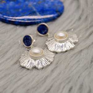 Pendientes de Clip de Plata de Ley 925 con Lapislázuli Natural de Diseño, Joyería de Piedras Preciosas de Lujo Hecha a Mano para Mujer, Fiesta, Diciembre, Junio - Product Image 2