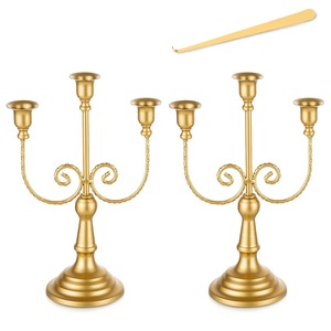 Candelabro de Metal Elegante de Tres Brazos, Estilo Vintage, Centro de Mesa Decorativo para Comedor, Decoración de Interiores para el Hogar, a Bajo Precio - Product Image 4