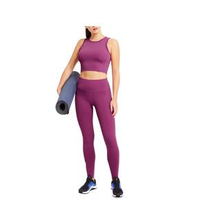Top corto acanalado de cuello redondo para mujer, talla grande, ajuste regular, para yoga, gimnasio, entrenamiento, fitness, ropa deportiva, venta al por mayor personalizada - Product Image 3