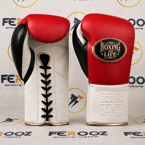Gants en cuir de vachette véritable de qualité supérieure, à lacets, pour la gym, le fitness, la boxe et l'entraînement martial - Product Image 1
