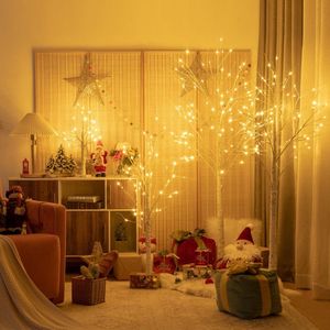 Albero di Natale Artificiale Pre-Illuminato Bianco con Rami di Betulla, 1,5 Metri, 72 Luci LED, Decorativo per Interni - Product Image 3
