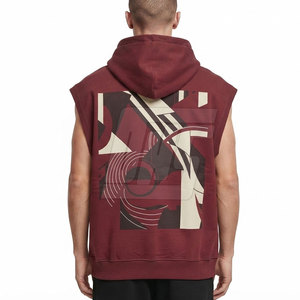 Hoodies sans manches pour hommes de qualité supérieure, en coton personnalisé, à capuche, pour la salle de sport, l'entraînement, le streetwear décontracté, tissu respirant - Product Image 4