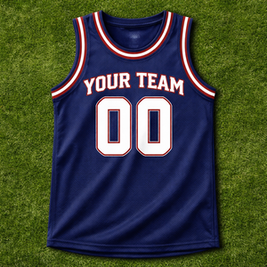 เสื้อบาสเก็ตบอลทีมแบบกำหนดเองสำหรับโรงเรียน ไซส์พลัส แห้งเร็ว ระบายอากาศได้ดี ผ้าโพลีเอสเตอร์ 100% พิมพ์ลายด้วยความร้อนด้านหน้าสำหรับผู้เล่น - Product Image 1