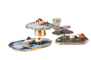 ที่วางโชว์เค้กอาเกตขัดเงาทำด้วยมือถาดหินไม่เหมือนใครสำหรับงานแต่งและงานเลี้ยงตกแต่งโต๊ะ - Product Image 2