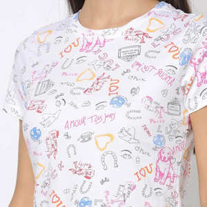 Camiseta blanca con estampado de dibujos para mujer, camiseta informal de verano suave y transpirable con gráficos en toda la prenda, top de moda para uso diario para mujer - Product Image 5