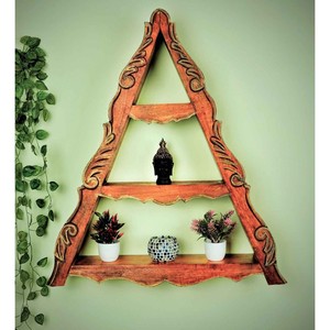 Estante de Pared de Madera de Sheesham Pintado a Mano - Decoración del Hogar Colorida al por Mayor - Product Image 1