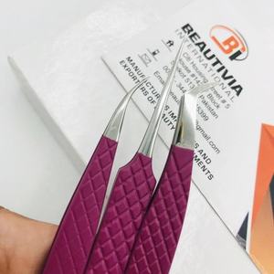 Pince à cils professionnelle en acier inoxydable à poignée diamantée Pince à cils durable avec pointe pointue pour extensions de cils - Product Image 2