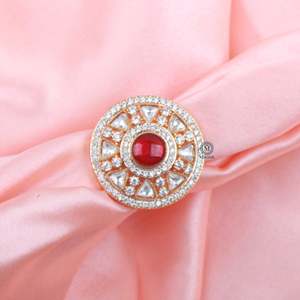 Priya Polki Designer 18K Gold Plated Zircon Gemstone Ring for Women - Product Image 1