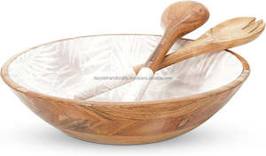 Meilleur saladier de service en bois avec style fantaisie et utilisation de la meilleure qualité pour la vaisselle d'Inde - Product Image 3