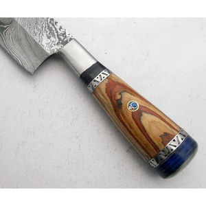 Cuchillo de Chef Moderno Personalizado Hecho a Mano por Burraq, Hoja de Acero de Damasco de 7 Pulgadas, Mango de Madera, Funda de Cuero, Apto para Lavavajillas - Product Image 4