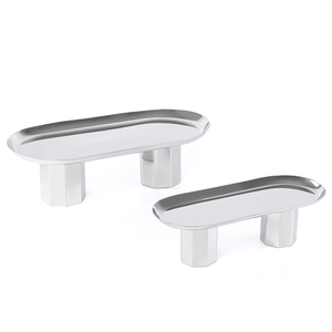 Support à pâtisserie tendance en acier inoxydable avec présentoir élégant à étages pour boulangerie et table de buffet - Product Image 1