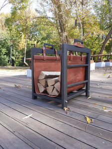 Porta leños de cuero para leña, accesorios para chimenea, soporte para leños de madera, portaleños de cuero - Product Image 4