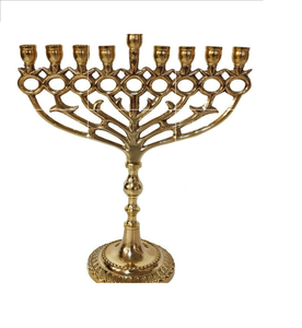 Meilleures ventes : Ménorah en laiton poli, 9 branches, personnalisable, incassable, pour décoration juive de la maison - Product Image 1