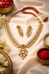 Gold Plated Alloy Trendy Bridal Pearl Kundan Rani Haar Long Necklace & Earrings Set for Wedding Party & <b>Gift</b> Occasions - Product Image 4