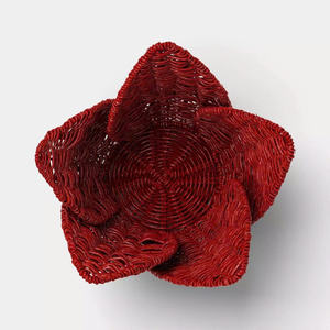 Cesta Decorativa de Mimbre Rojo en Forma de Tulipán, Hecha a Mano con Fibra Natural, Cesta Tejida para Mesa y Decoración del Hogar - Product Image 2