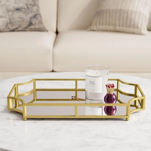 Bandeja de Almacenamiento Rectangular Chapada en Oro con Acabado Espejado, Diseño Moderno y Lujoso, Organizador de Mesa de un Solo Compartimento - Product Image 4