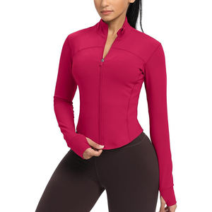 Chaqueta de yoga ajustada para mujer, de nailon, transpirable, elástica, ligera, con cremallera, para uso deportivo. - Product Image 1