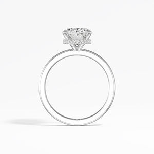 Bague Halo Cachée avec 2.46 Ctw Oval E VS1 Center DEF Round Side Moissanite en Argent Sterling 925 - Product Image 3