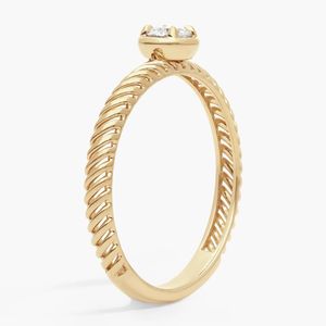 Bague solitaire en diamant avec diamant de laboratoire de 0,2 CTW taille ronde en or jaune - Product Image 2