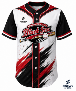Maillot de baseball noir pour homme SINEWY SPORTS, personnalisé, sublimé, en polyester respirant, manches courtes - Product Image 2
