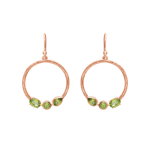 Boucles d'oreilles créoles bohèmes en argent sterling S925 avec pierres de péridot serties clos, design circulaire, pour femme, à porter au quotidien, bijoux raffinés - Product Image 5