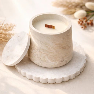 Pot à bougie en marbre de luxe pour la décoration parfumée de la maison et l'emballage de bougies parfumées haut de gamme - Product Image 1