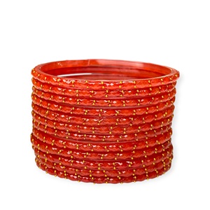 Ensemble de bracelets kashmiris en verre goutte d'eau, couleur rouille brillante, très tendance, pour mariage et usage quotidien, à prix de gros - Product Image 2