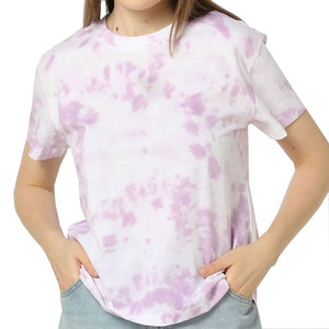 เสื้อยืดลำลองผู้หญิงทรงปกติ ล้างสีแบบแอซิด ระบายอากาศ แห้งเร็ว เป็นมิตรกับสิ่งแวดล้อม ผ้าฝ้าย 100% ย้อมสีพื้น ผลิตตามสั่ง ดีไซน์ทันสมัย - Product Image 1