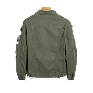 แจ็คเก็ตยีนส์ผู้ชายคุณภาพสูงสั่งทำพิเศษ ทรงปกติ แขนยาว สไตล์ทรัคเกอร์ ล้างสีแบบวินเทจเรโทร - Product Image 6