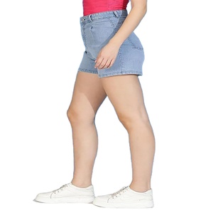 Nouveau style – Short en jean léger pour femme, taille haute, blocs de couleur, coutures apparentes, idéal pour l'été - Product Image 6
