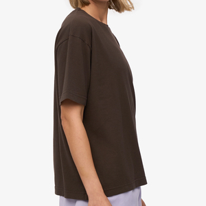Camiseta de algodón con cuello redondo y hombros caídos para mujer, nuevo diseño 2025, estilo oversize, ropa urbana. - Product Image 4
