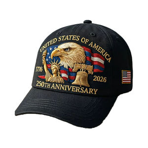 Gorra Ajustable de 6 Paneles con Diseño de Águila Calva, Estilo Retro, Lavada, Transpirable e Impermeable, con Hebilla Plateada y Cobre, para el 250 Aniversario de EE. UU. - Product Image 4