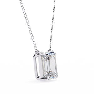 925 Sterling Silver Emerald Cut Moissanite Pendant Necklace Lab Grown Diamond Solitaire Jewelry for Women - Product Image 1