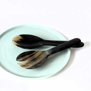 Juego de Cuchara y Tenedor de Cuerno de Búfalo Hechos a Mano, Ecológicos, Naturales, Rústicos, Pulidos, Duraderos, con Tema de Ángel, Decoración para el Hogar - Product Image 3