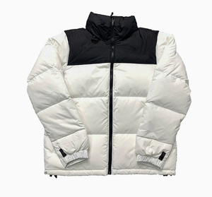 Custom Wholesale Winter <b>Puffer</b> <b>Jacket</b> Heavyweight Warm Down Outerwear Manufacturer Black <b>White</b> Colorblock Full Zip <b>Puffer</b> Coat - Product Image 1