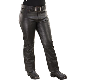 Pantalon en cuir premium SW GROUP pour homme, en cuir de vachette pleine fleur, style western, pour moto, respirant, motif côtelé, fermeture éclair - Product Image 1