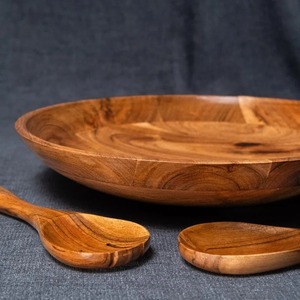Bol à salade en bois d'acacia fait main, design minimaliste, finition naturelle, non revêtu, écologique, résistant à la chaleur, durable pour la maison - Product Image 3