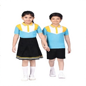 Ensemble uniforme sportif unisexe pour enfants : T-shirt à col contrastant, short à carreaux, jupe pour garçons, idéal pour l'école (polyester/coton) - Product Image 2
