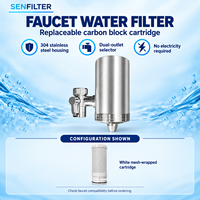 Filtre à eau monté sur robinet en acier inoxydable 304 avec cartouche en céramique et charbon actif