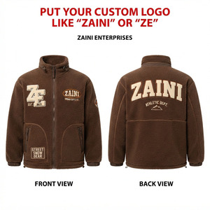 Premium 240g Polyester Fleece <b>Running</b> <b>Jacket</b> Soft Plush Stand Collar Full Zip Custom Logo Embossed <b>Reflective</b> Waterproof - Product Image 1